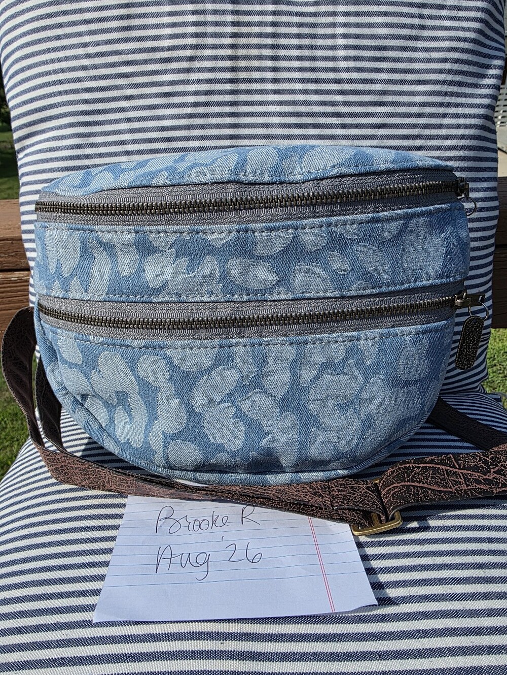 Brand New Rebekah Scott Designs Denim Cheetah Birdie Bag